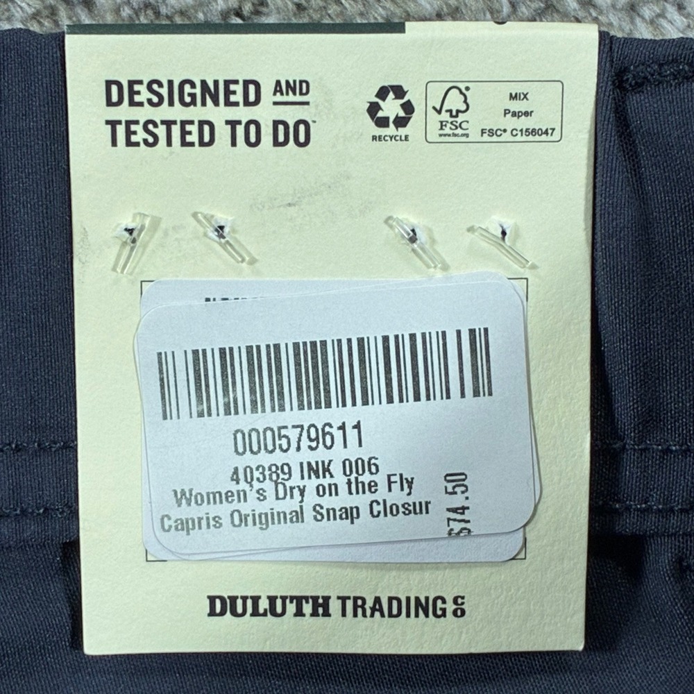 Duluth Trading Dry On The Fly Capris Womens 6 Ink Blue Cargo Pants NWT 46710 - Picture 8 of 14